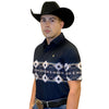 Starr Mens Short Sleeve Printed Polo Navy Aztec - SWPRTPSS2178