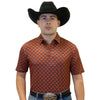 Starr Mens Short Sleeve Printed Polo Rust Geo - SWPRTPSS2503