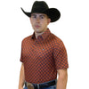 Starr Mens Short Sleeve Printed Polo Rust Geo - SWPRTPSS2503