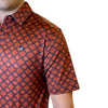 Starr Mens Short Sleeve Printed Polo Rust Geo - SWPRTPSS2503