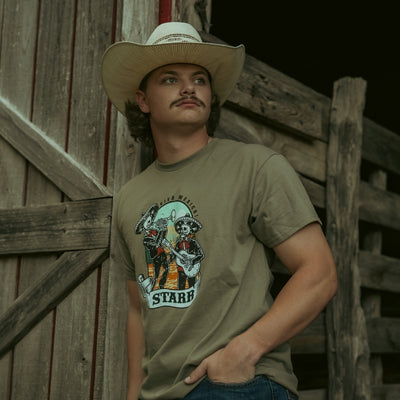 Starr Mens Viva Mexico Graphic Short Sleeve T-Shirt Olive