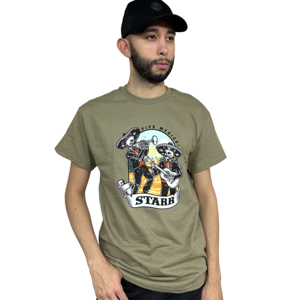 Starr Mens Viva Mexico Graphic Short Sleeve T-Shirt Olive - VIVAMEXICO