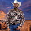 Starr Mens Western Button Down Long Sleeve Shirt Aztec Red - SWPTBLS-360