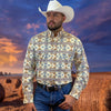 Starr Mens Western Button Down Long Sleeve Shirt Aztec Yellow - SWPTBLS-356
