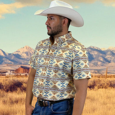 Starr Mens Western Button Down Short Sleeve Shirt 