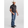 Starr Mens Western Printed Short Sleeve Polo Shirt Black/Blue - SWPRTPSS3521