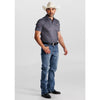 Starr Mens Western Printed Short Sleeve Polo Shirt Blue/Aztec - SWPRTPSS3296