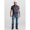 Starr Mens Western Printed Short Sleeve Polo Shirt Blue/Geo - SWPRTPSS3195