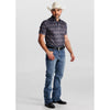 Starr Mens Western Printed Short Sleeve Polo Shirt Blue/Geo - SWPRTPSS3195
