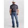 Starr Mens Western Printed Short Sleeve Polo Shirt Blue/Geo - SWPRTPSS3195