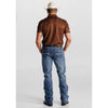 Starr Mens Western Printed Short Sleeve Polo Shirt Brown - SWPRTPSS3578