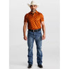 Starr Mens Western Printed Short Sleeve Polo Shirt Caramel/Aztec - SWPRTPSS3585
