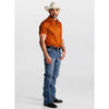 Starr Mens Western Printed Short Sleeve Polo Shirt Caramel/Aztec - SWPRTPSS3585