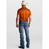 Starr Mens Western Printed Short Sleeve Polo Shirt Caramel/Aztec - SWPRTPSS3585