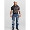 Starr Mens Western Printed Short Sleeve Polo Shirt Grey/Green - SWPRTPSS3577