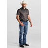 Starr Mens Western Printed Short Sleeve Polo Shirt Grey/Green - SWPRTPSS3577