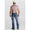 Starr Mens Western Printed Short Sleeve Polo Shirt Pink/Navy - SWPRTPSS3594