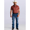 Starr Mens Western Printed Short Sleeve Polo Shirt Red/Black - SWPRTPSS3591