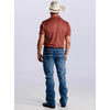 Starr Mens Western Printed Short Sleeve Polo Shirt Red/Black - SWPRTPSS3591