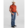 Starr Mens Western Printed Short Sleeve Polo Shirt Rust - SWPRTPSS3574