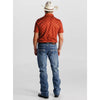 Starr Mens Western Printed Short Sleeve Polo Shirt Rust - SWPRTPSS3574