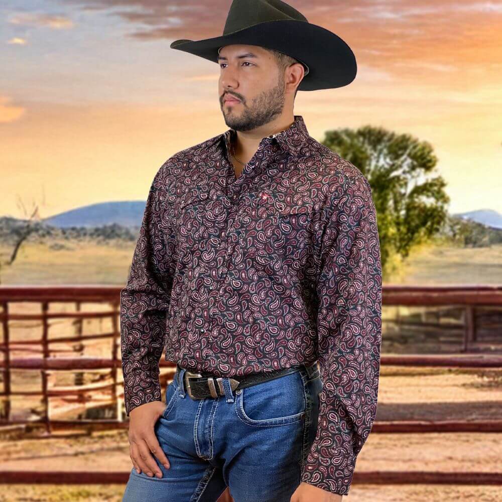 Starr Mens Western Snap Long Sleeve Shirt 