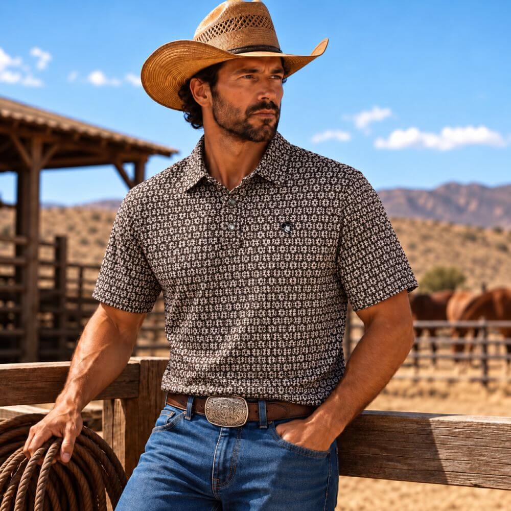 Starr Western Wear Mens Short Sleeve Polo Shirt - SWPRTPSS4139