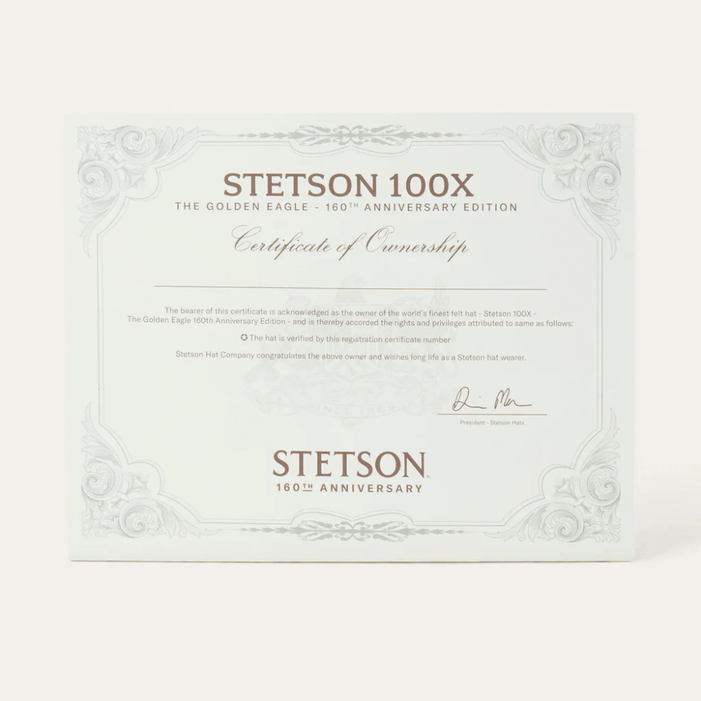 Stetson Mens 100X Golden Eagle 160th Edition Felt Hat Black