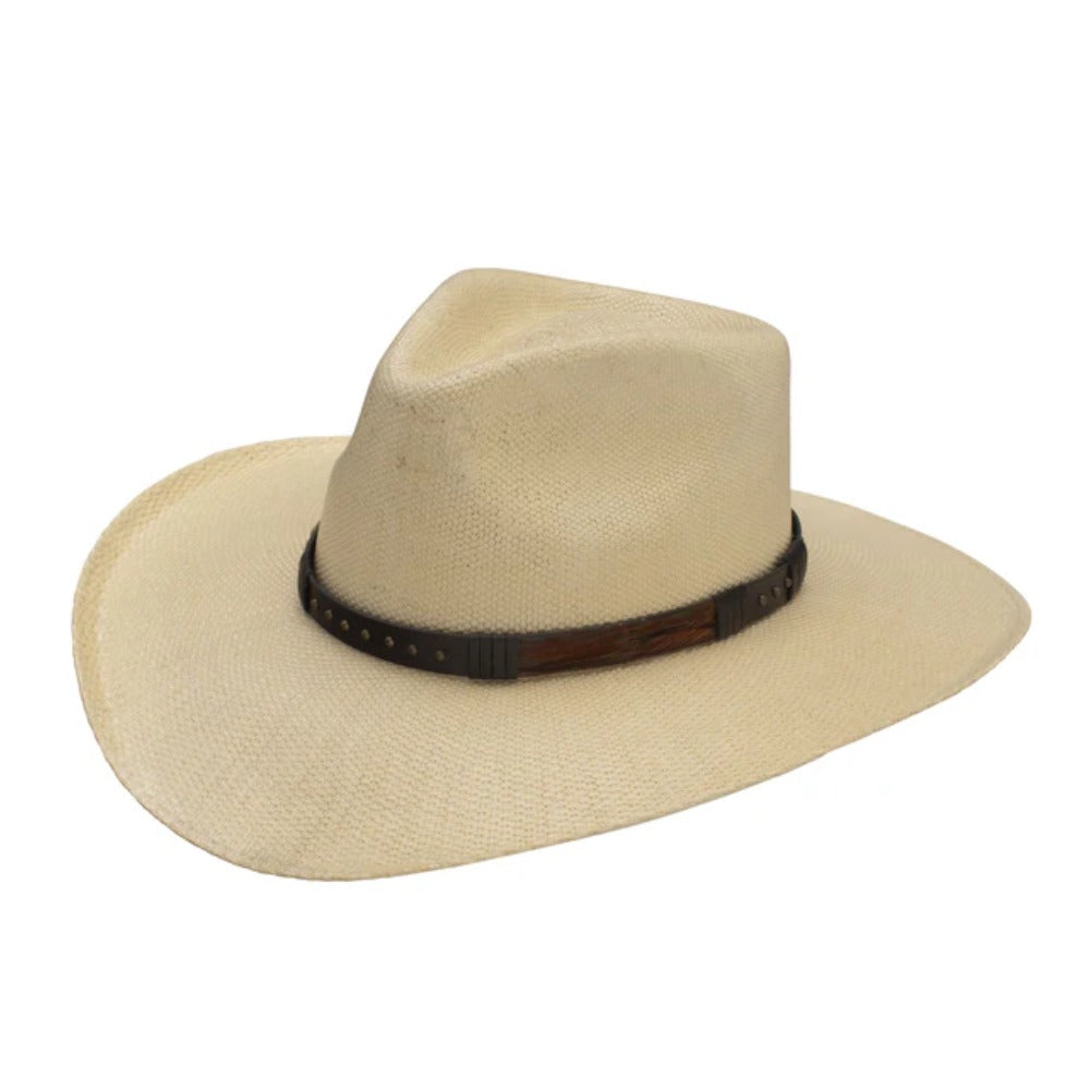 Stetson Mens Bighorn Straw Hat Natural | Genuine Leather
