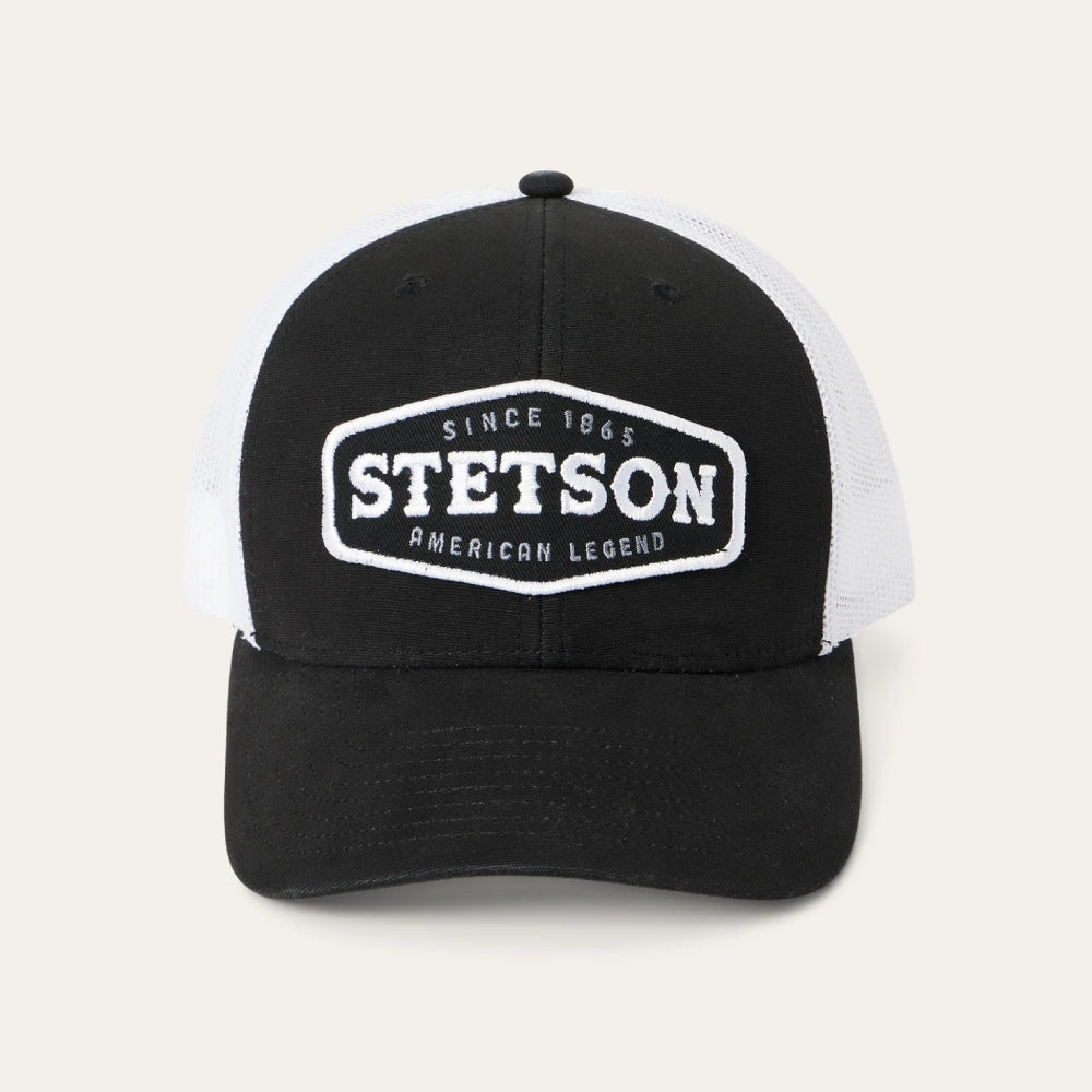 Stetson Mens Black Core Patch Trucker Cap