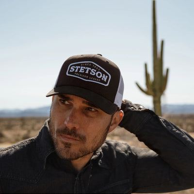Stetson Mens Black Core Patch Trucker Cap - 0707701020001BL