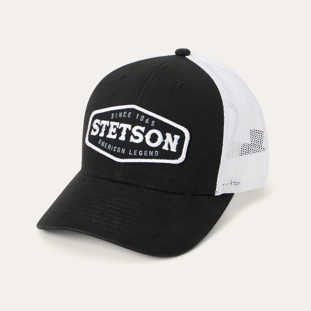 Stetson Mens Black Core Patch Trucker Cap