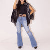 Sugar & Lace Fringe Suede Boot Stitch Cape Black - SLJO059-BLK