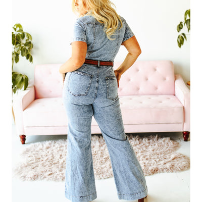 Sugar & Lace Womens Stone Wash Denim Jumpsuit