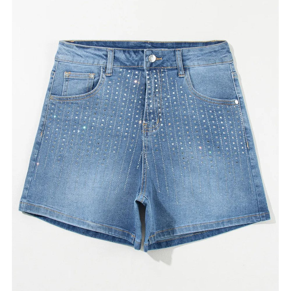 Sugar & Lace Womens Ashleigh Rhinestone Denim Shorts 