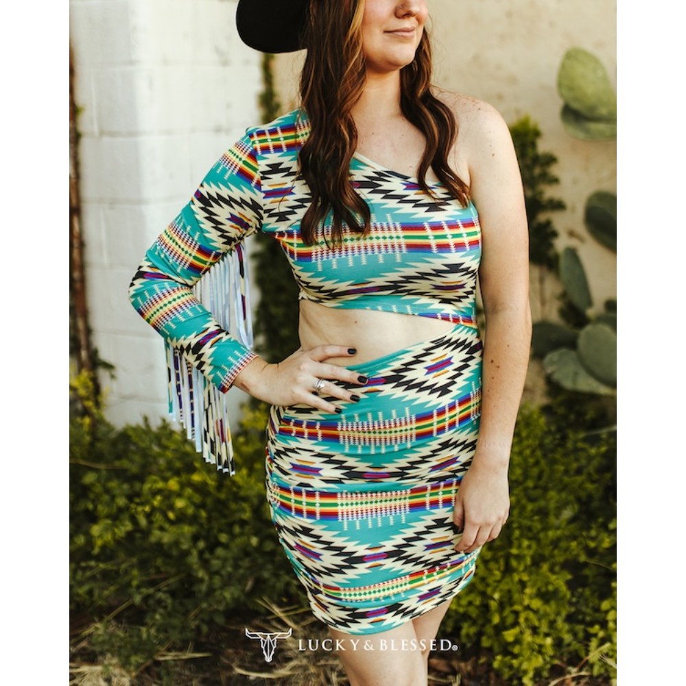 Sugar & Lace Womens Aztec One Sleeve Dress