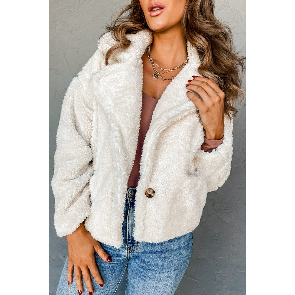 Sugar & Lace Womens Beige Faux Fur Jacket