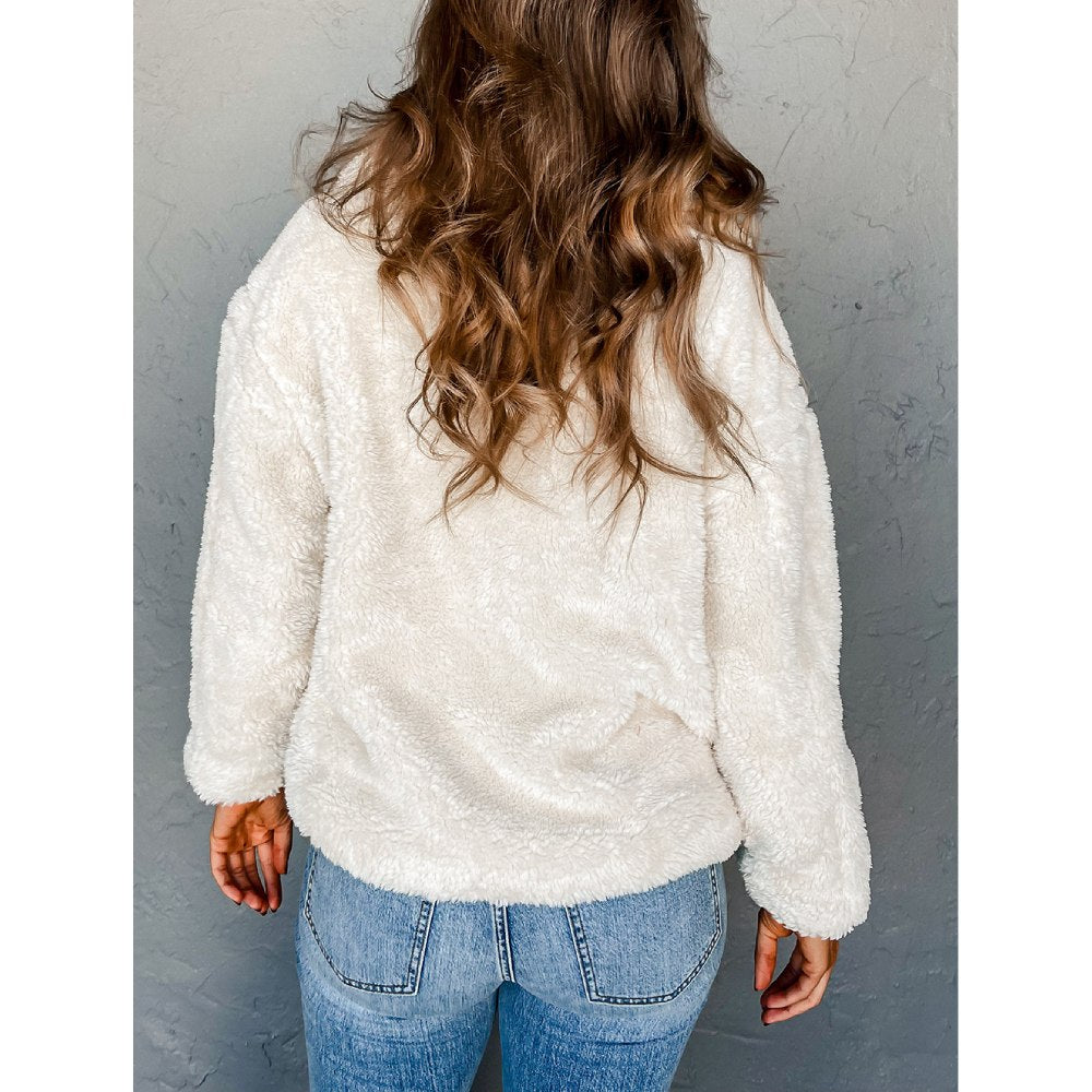 Sugar & Lace Womens Beige Faux Fur Jacket