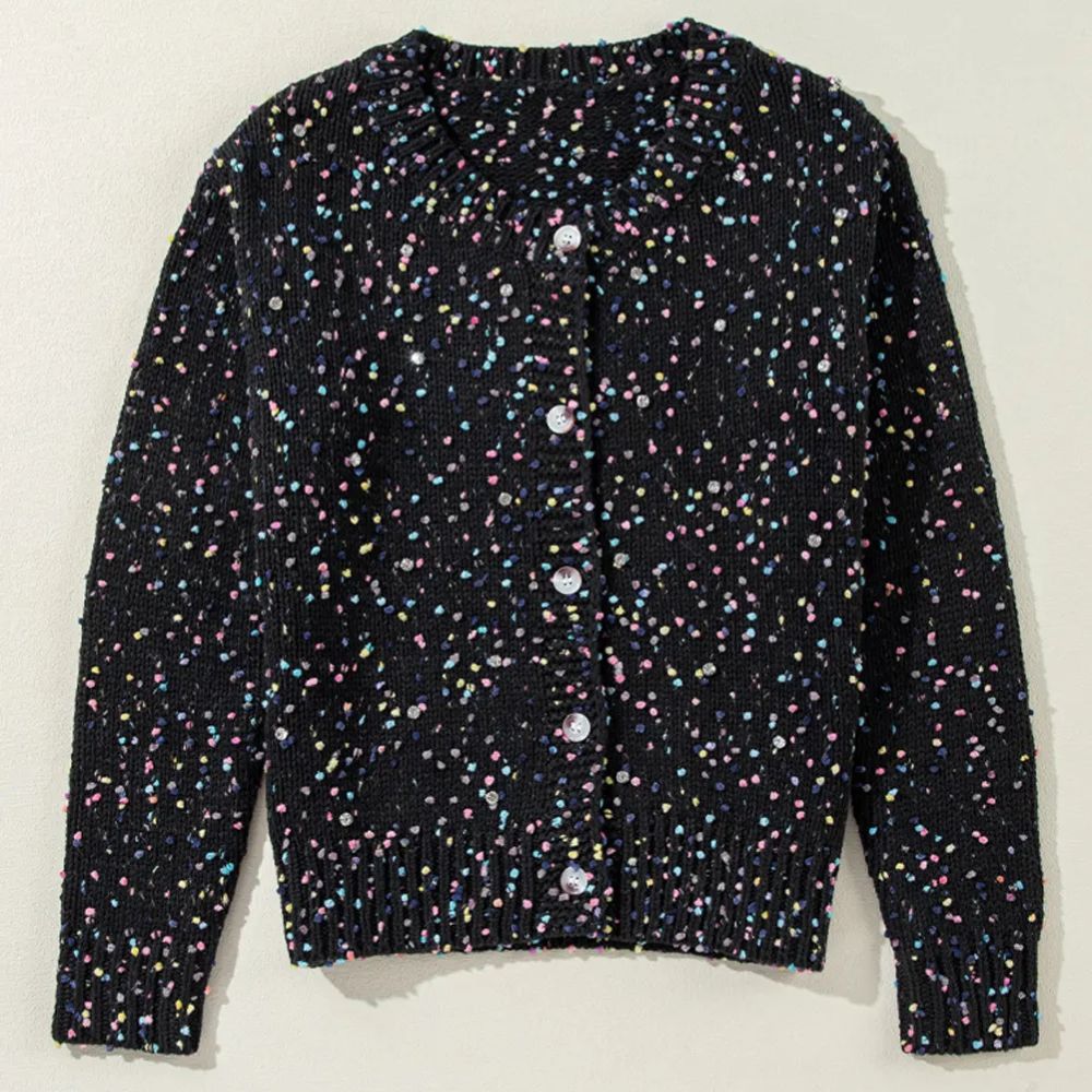 Sugar & Lace Womens Black Confetti Cardigan