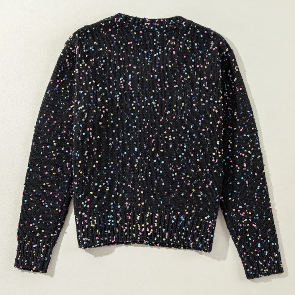 Sugar & Lace Womens Black Confetti Cardigan