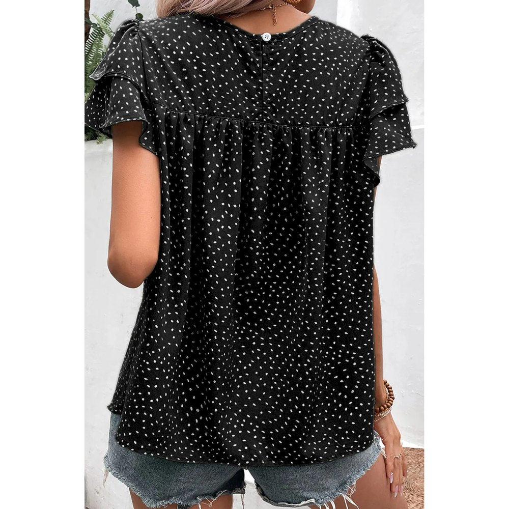 Sugar & Lace Womens Black Dotted Blouse