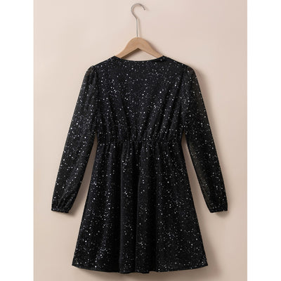 Sugar & Lace Womens Black Glitter Mesh Overlay Dress 