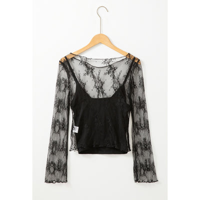 Sugar & Lace Womens Black Lace Blouse