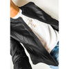 Sugar & Lace Womens Black Leather Bomber Jacket