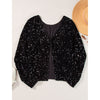 Sugar & Lace Womens Black Sequin Blouse