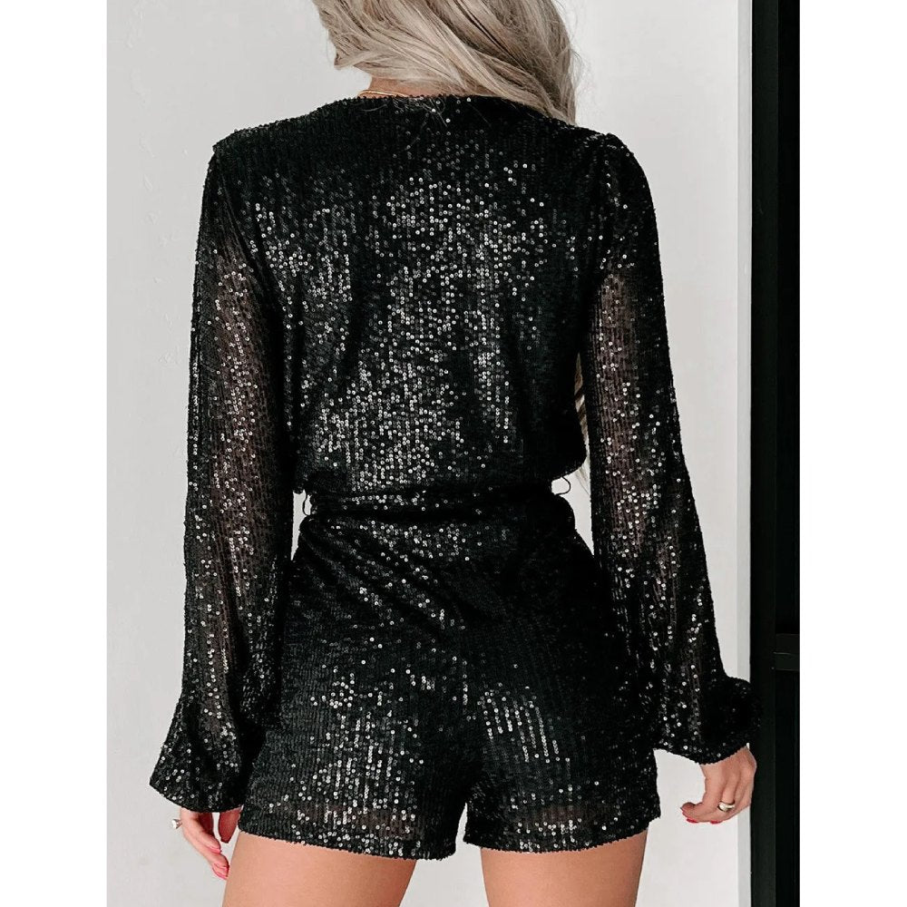 Sugar & Lace Womens Black Sequined Romper