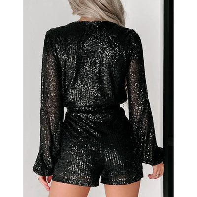 Sugar & Lace Womens Black Sequined Romper