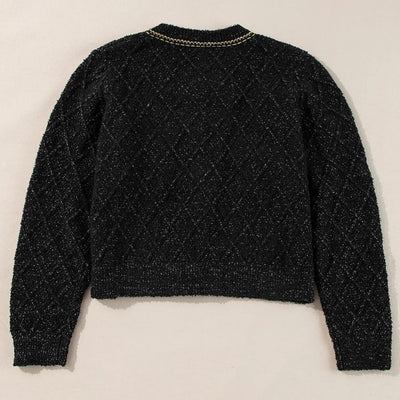 Sugar & Lace Womens Black Shimmer Cardigan