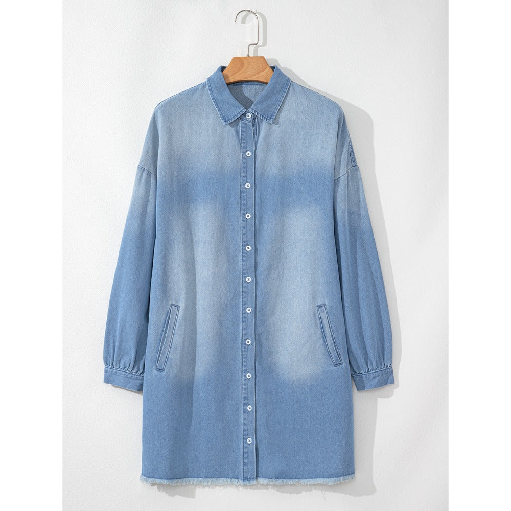 Sugar & Lace Womens Blue Denim Shirt Dress