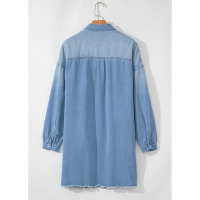 Sugar & Lace Womens Blue Denim Shirt Dress